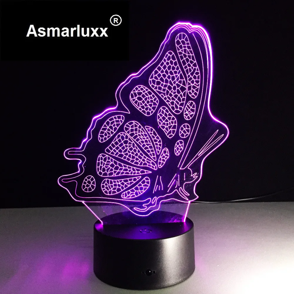 Бабочка светодиодные лампы Night Light акрил Панель красивые с сенсорный выключатель 7 многоцветный Изменение Атмосфера лампы Best лампа подарок