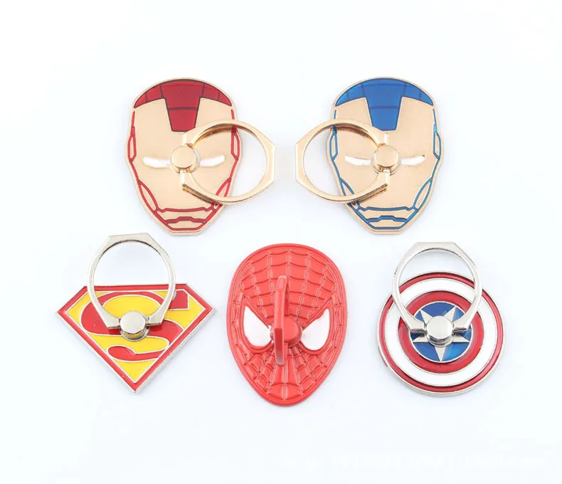 

New Version 1 Piece Universal Metal Finger Ring Mobile Phone Holder Cool Superman Iron Man Captain America Cartoon Phone Rings