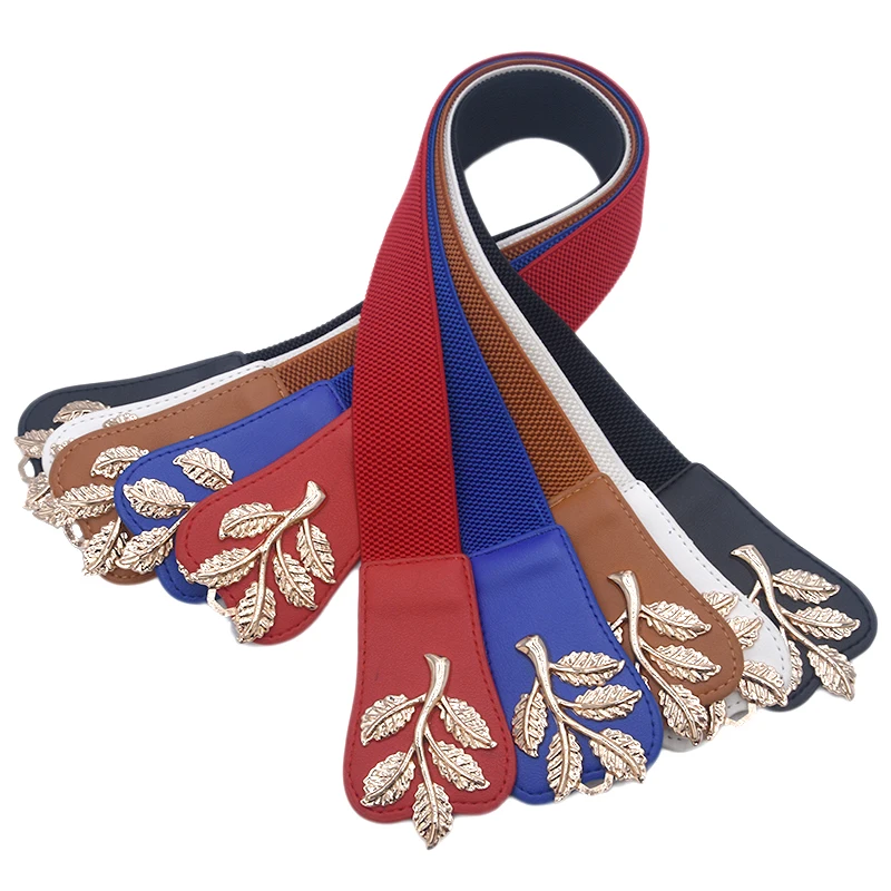 

Elastic Leaves buckle belts for women PU leather waist chain belts for ladies dress belts female women fashion 2018 high quality