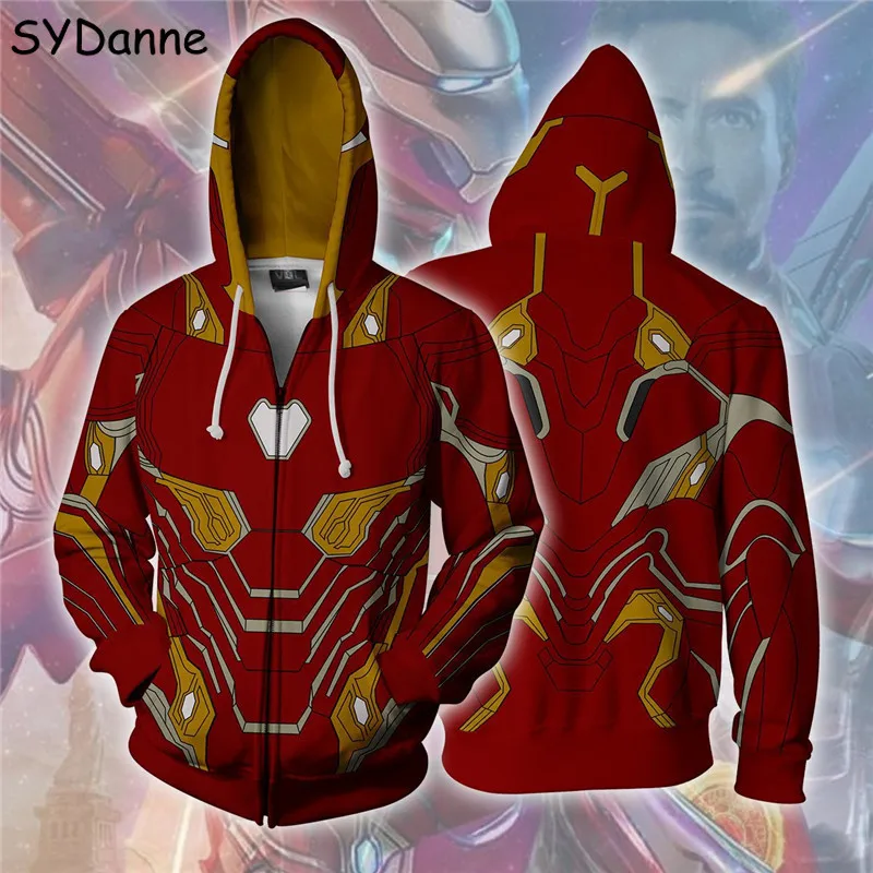 

Movie Avengers Endgame Hoodies Sweatshirts Cosplay Costume Iron Man Hooded Sweater Captain America Superhero Coat Jacket Men Boy