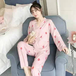 Милое кимоно пижамный комплект Для женщин Pyjama роковой пижамы Для женщин пижамы на шнуровке Для женщин Print Pajama