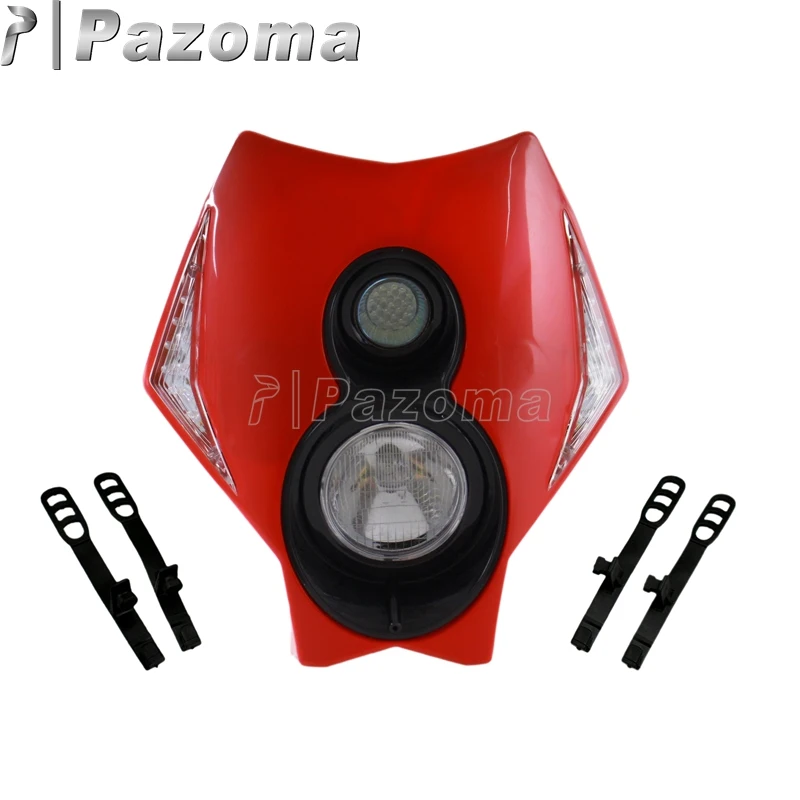 Мотоциклетный фонарь, красный светодиодный налобный фонарь, универсальный, для мотокросса, бездорожье, галогенная фара для Honda XR CRF CRM 250 450 650