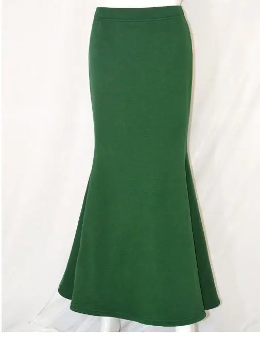 Новое поступление, осенне-зимняя юбка, модная, для девочек, плюс размер, плотная ткань, высокая талия, длинная юбка, женская, Saia Femininas - Цвет: dakr green