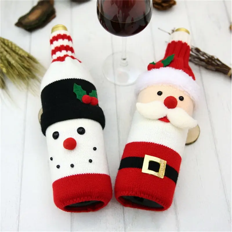 Горячая распродажа Рождественский чехол для бутылки вина Санта Клаус Снеговик для бутылки покрывало обеденный стол украшение для дома Новогодний продукт