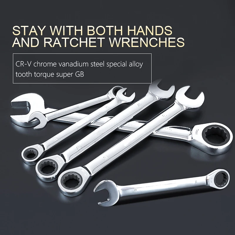 

Fixed Head Ratchet Wrench 8-19mm Combination Wrench Set Of Keys Ratchet Handle Tool Torque Wrench Tool Spanners Set Gift