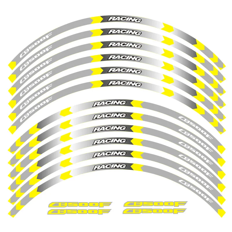 Горячая мотоциклетный обод колесная наклейка аксессуар светоотражающий водонепроницаемый стикер для Honda CB500F CB500X - Цвет: CB500F  B yellow