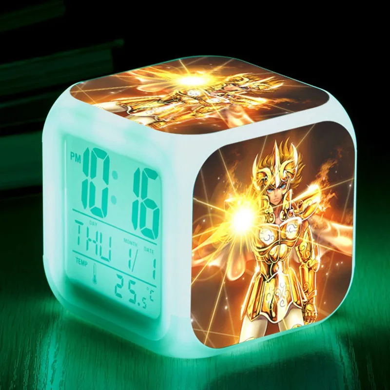 

LED Lamp Saint Seiya electronic Clocks Legend of Sanctuary LED Digital Alarm Clock thermometer despertador Free Drop Shipping