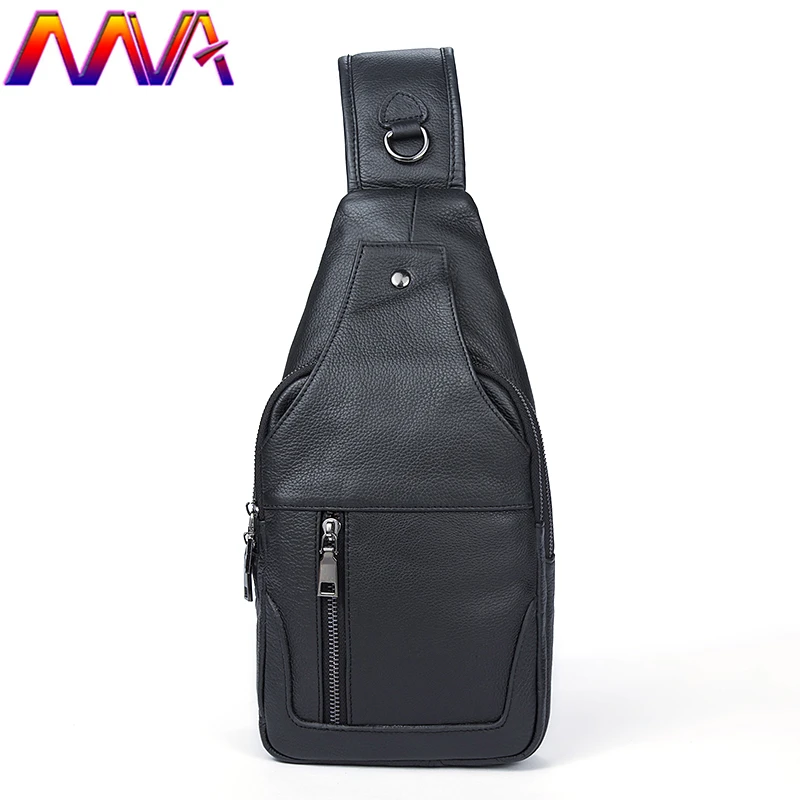 MVA недавно кожаная мужская сумка Грудь для мода деловых людей поясная сумка с натуральная кожа мужчины сумка телефон карманы