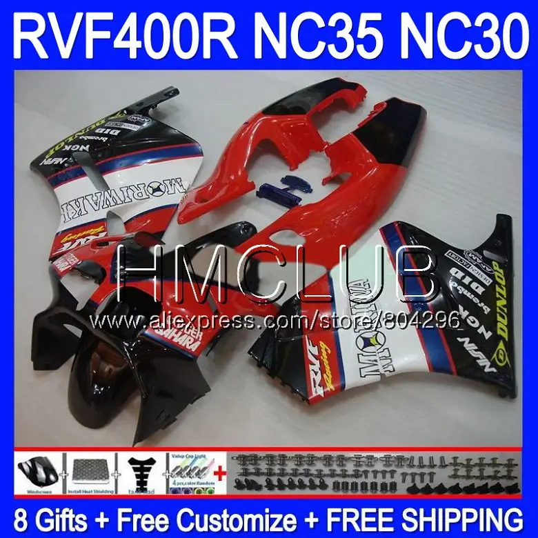 

RVF400R For HONDA VFR400 R NC30 V4 VFR400R 89 90 91 92 93 Red black 92HM.10 NC35 RVF VFR 400R 1989 1990 1991 1992 1993 Fairings