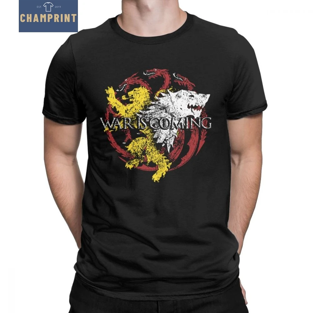 

Game Of Thrones T Shirts War Is Coming House Of Stark Targaryen T-Shirts Man's Short Sleeve Funny Tees Cotton Clothes Plus Size