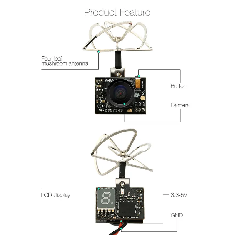 Eachine TX01 супер мини AIO 5,8G 40CH 25MW VTX 600TVL 1/4 Cmos FPV камера только 4,48g