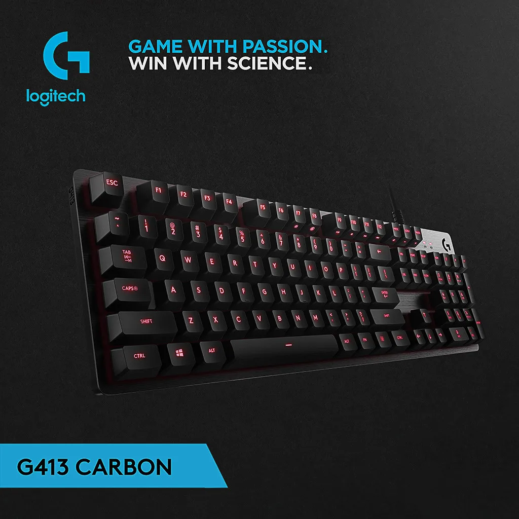 Механическая игровая клавиатура logitech G413, светодиодный, с подсветкой, с USB, проводная, компьютерная, геймерская, 113 клавиш, Игровая клавиатура, logitech Teclado