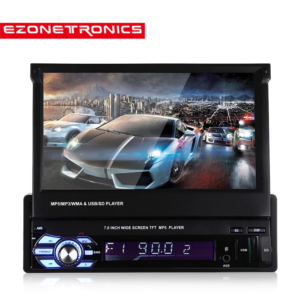 

Car Radio Stereo GPS Universal 7"slip down Touch Screen 1DIN Remote Control FM Bluetooth MP3 MP5 Audio Video Player no dvd