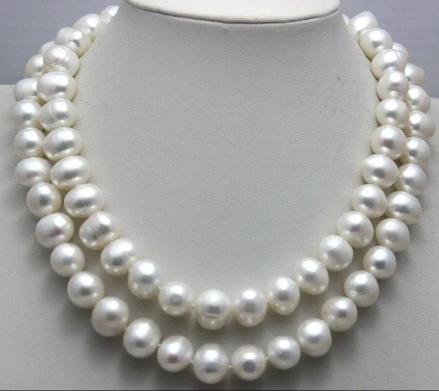 

Free Shipping >> 33" HUGE 12-13MM NATURAL SOUTH SEA GENUINE WHITE PEARL NECKLACE GOLD CLASP