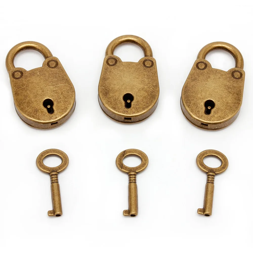 Old Antique Vintage Style Mini Padlock Key Locks Lot of 3 New