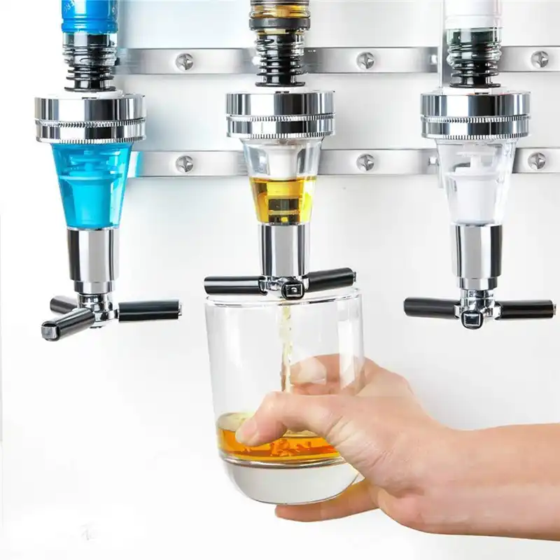 4 Bottle Bar Beverage Liquor Dispenser Alcohol Drink Shot Cabinet