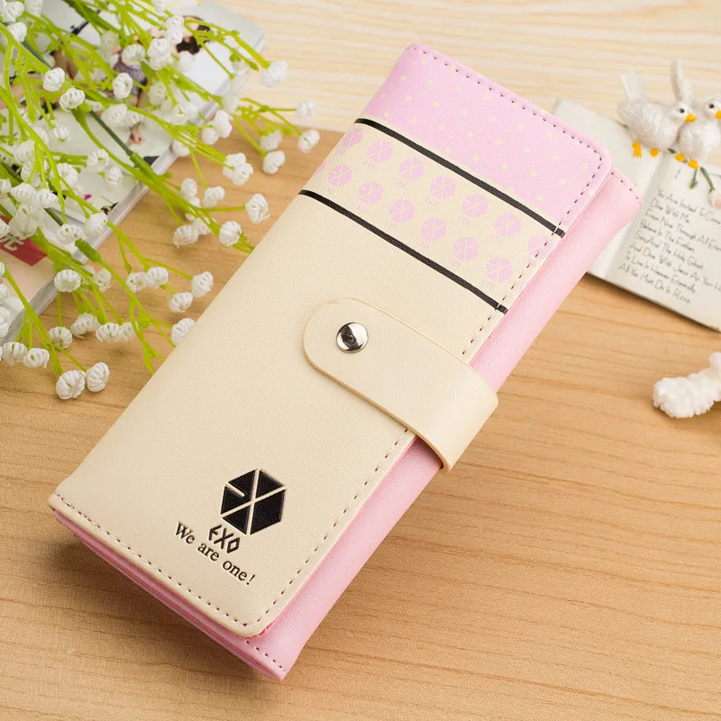 2018 Корея Симпатичные Письмо EXO Творческий Дизайн молодых Для женщин кошельки женский длинный бумажник кошелек Feminina Carteira