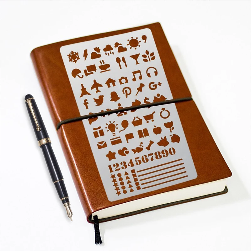 

Freeshipping DIY stationery Planner Notebook painting ruler Stencils Homemade frame number weather Graffiti ruler 12/20pcs set