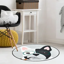 Мультяшная собака круглый ковер ручной нарисованный ковер для спальни Нескользящие Коврики для детской гостиной для ползания и игр Коврик R598
