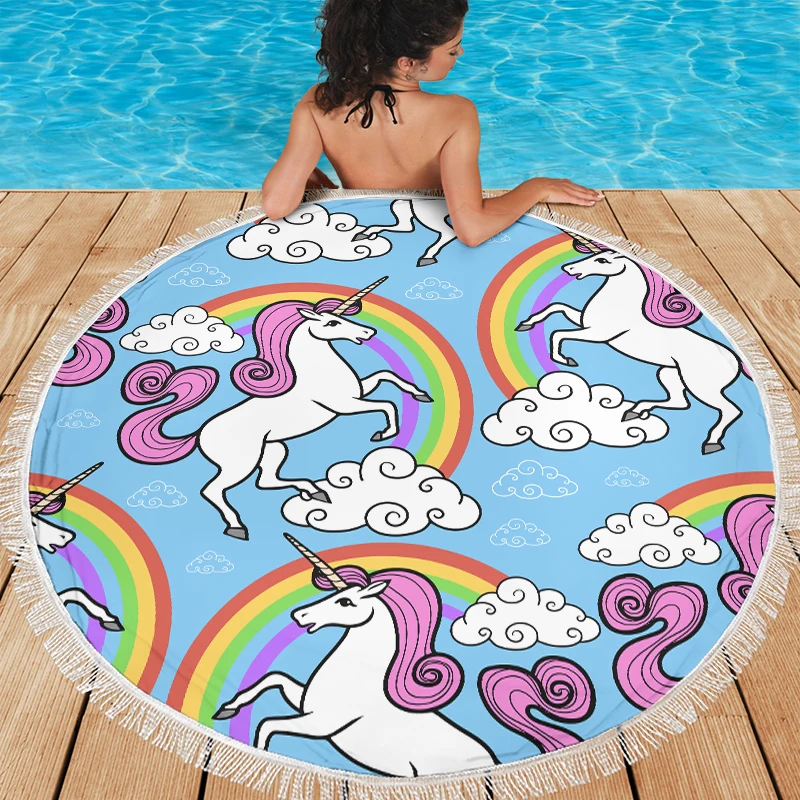 

Quick Dry Unicorn Round Beach Towels Large Microfiber Beach Towel Bohemian Mandala Beach Throw Towel for Adults and Kid Yoga Mat