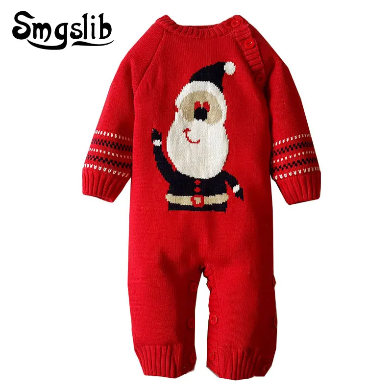 

New born baby clothes infant onesie christmas baby clothes spring winter baby romper Santa Claus knit plush Toddler jumpsuit