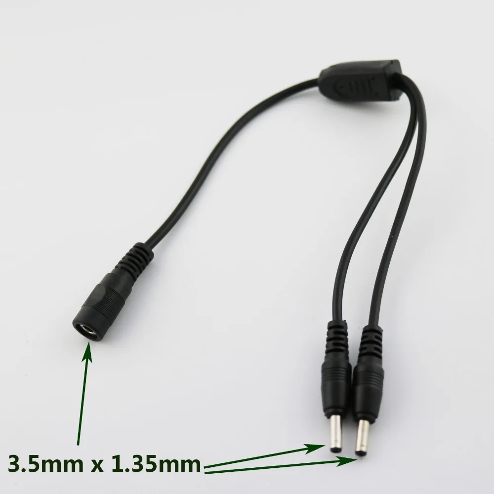 

10pcs 3.5mm x 1.35mm Female to Dual Male DC Power Splitter Adapter Cord Cable for CCTV 30cm