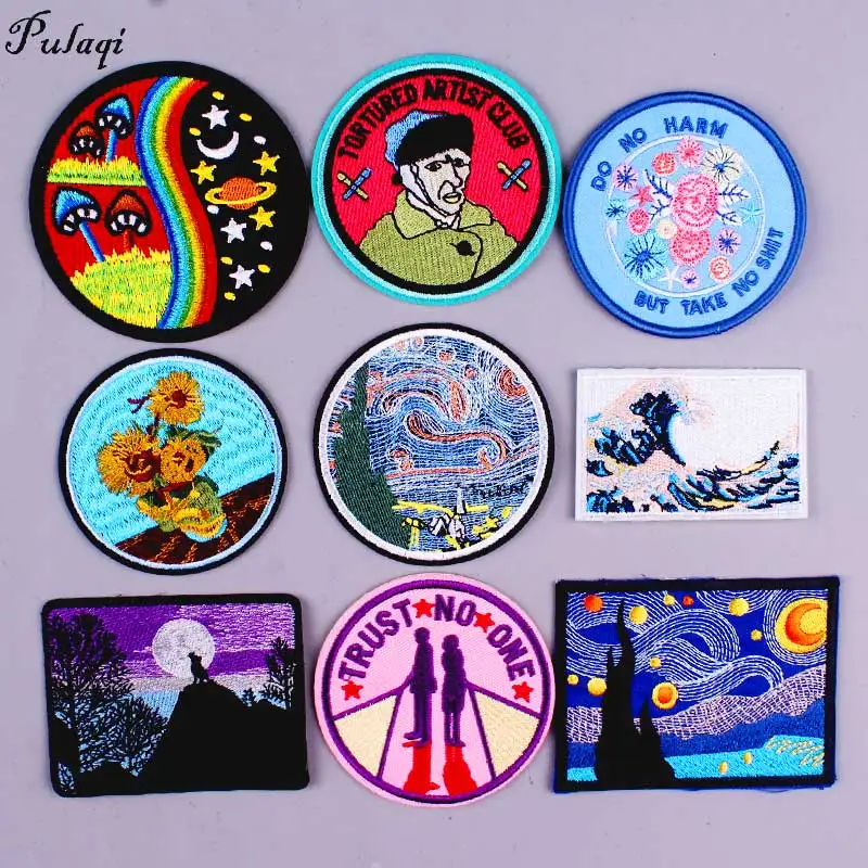 

Van Gogh Patch Embroidered Patches For Clothes Iron On Patches For Clothing DIY Space Patch Badges For Clothing Stickers I