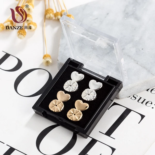Cheap DANZE Fashion Heart Magic Back Earrings Support Hypoallergenic Finding Earring Lift Lifters Fits All Post Earrings Backs Jewelry
