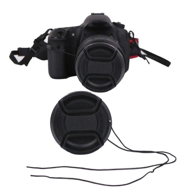 

49mm Snap-On Center-Pinch Lens Cover Cap + Anti-lost Rope Set For DSLR Camera