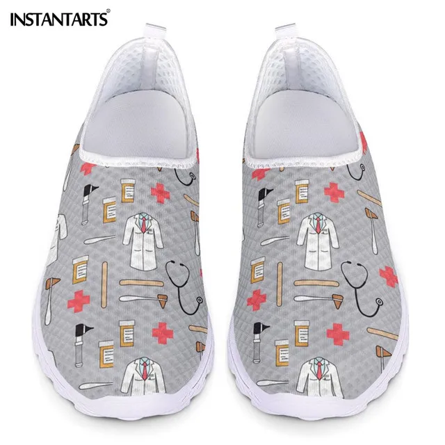 HXA284AA INSTANTARTS мультфильм медсестра печати Для женщин кроссовки слипоны светильник из сетчатого материала; обувь в стиле летние Дышащая обувь на плоской подошве; Zapatos; planos - Цвет: HXA284AA