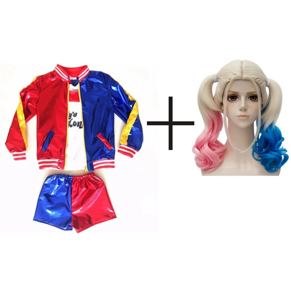 3 предмета, костюм Харли Квинн, куртка, футболка Daddy's Lil Monster, отряд самоубийц, косплей, Детский костюм на Хэллоуин для девочек