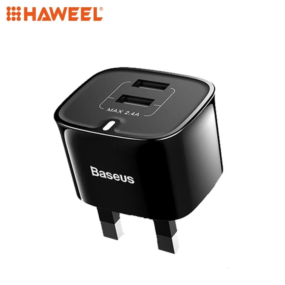

HAWEEL Dual USB Ports 2.4A Max Charger Adapter UK Plug For iPad , iPhone and Other Smart Phones, Rechargeable Devices