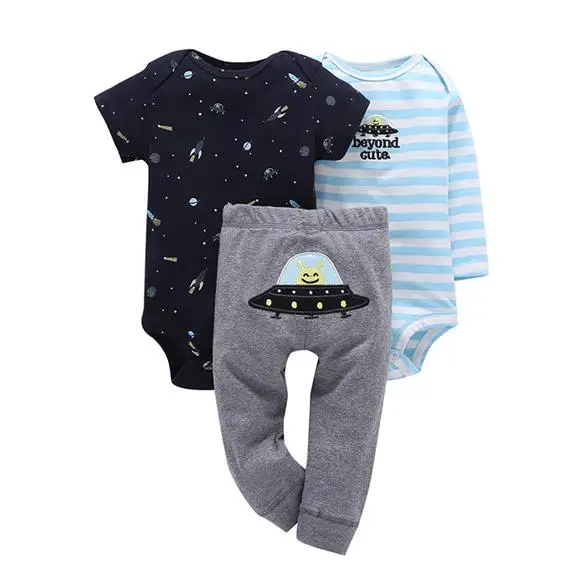 Комплекты одежды для маленьких мальчиков Комплекты из 3 предметов roupas de bebes Одежда для маленьких девочек пижама cueca infantil Пижама для новорожденных