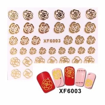 YZWLE 1 Sheet 3D Nail Stickers Beauty Hot Gold Rose Design Brand Nail Art Charms Nails Bronzing Decals Decorations Tools  6003