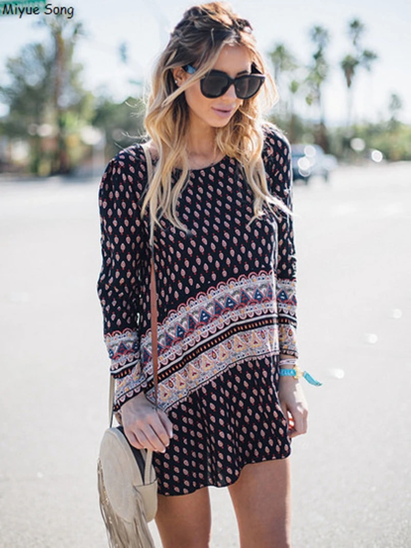 

Elegant Ethnic Long Sleeve Maternity Clothes Pregnant Women Dress Vintage Casual Print Dress Spring Autumn Maternity Clothing
