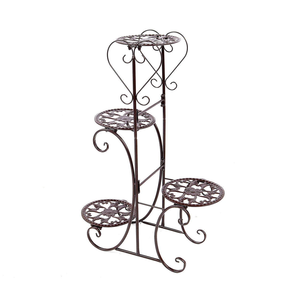 4 Tier Metal Shelves Flower Pot Plant Stand Flower Plant Display Stand Rack Indoor Outdoor Garden Patio Base Holder Shelf New