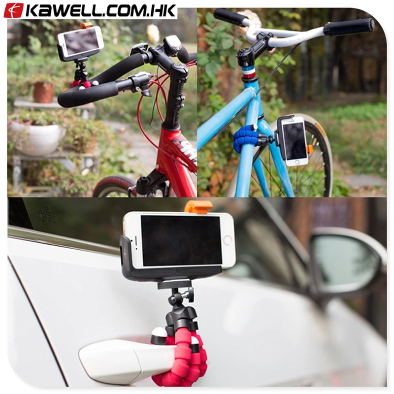 

Bicycle car style mobile phone holder flexible octopus tripod bracket selfie stand mount monopod support camera