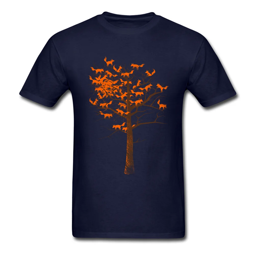 Funny Blazing Fox Tree Funny Short Sleeve Tshirts Summer/Autumn Round Neck Cotton Tops T Shirt for Men Tshirts Printed Blazing Fox Tree navy