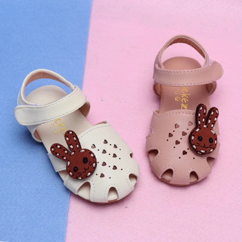

COZULMA Baby Girl Heart Cut-out Sandal Shoes Toddler Kids Party Anti-slip Rabbit Flat Shoes Baby Summer Shoes Enfants Size 15-25