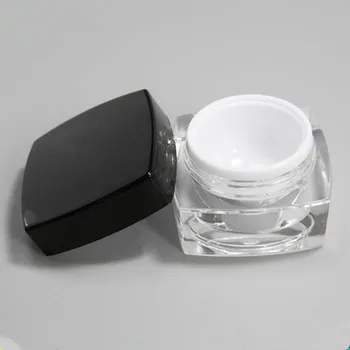 

Free shippping - 500pcs/lot 5G Square Acrylic Cream Jar with Black Cap, 5g Cosmetic Container. 5ml Acrylic Jar