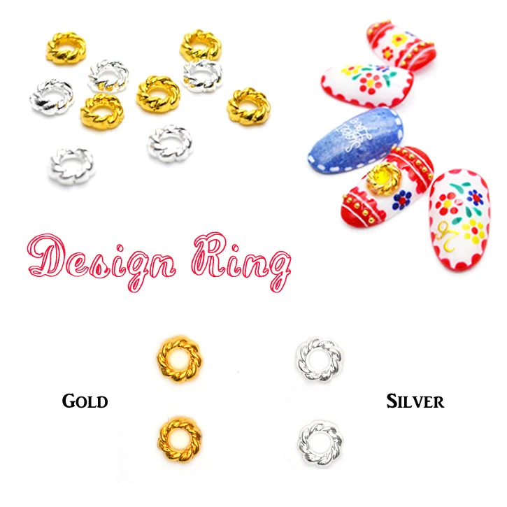 

100pcs/lot cool fashion 3d alloy nail art punk hollow gold & silver round circle rivets nail art beauty DIY decorations