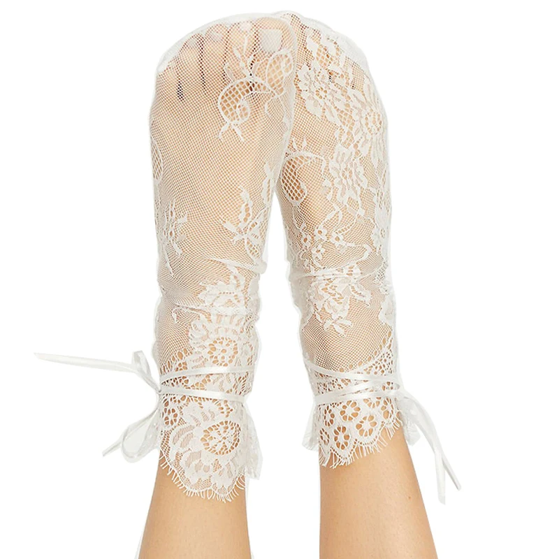 2Pairs Sexy Retro Lace Mesh Women Girls Socks Summer Fashion Ladies Ankle Short Socks Female Ultrathin Socks Casual Transparent - Цвет: Белый