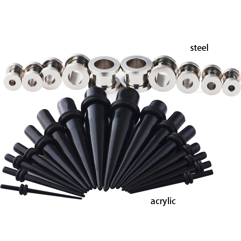 JUNLOWPY36pcs 316l Stainless Steel Ear Taper Stretching Kit Gauge