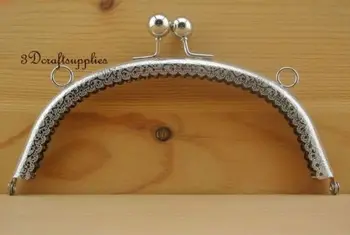 

bag purse frame metal frame sewing handle frame clasp 16.5 cm x 7 cm nickel Z56