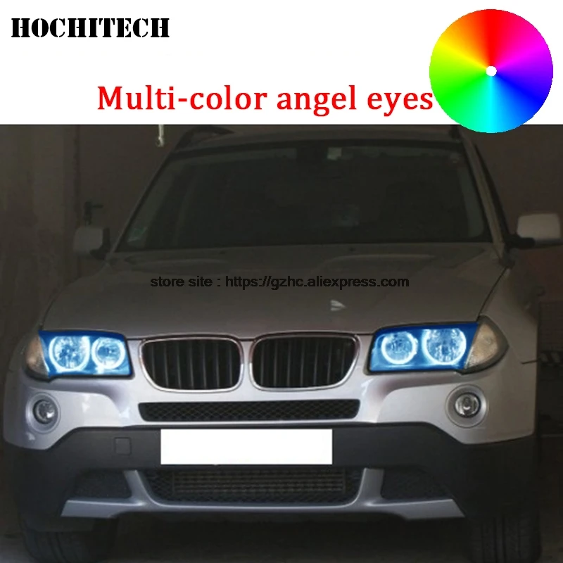 HochiTech For BMW E83 X3 2003-2010 car styling Multi-color LED Demon Angel Eyes Kit Halo Ring Day Light DRL with remote control