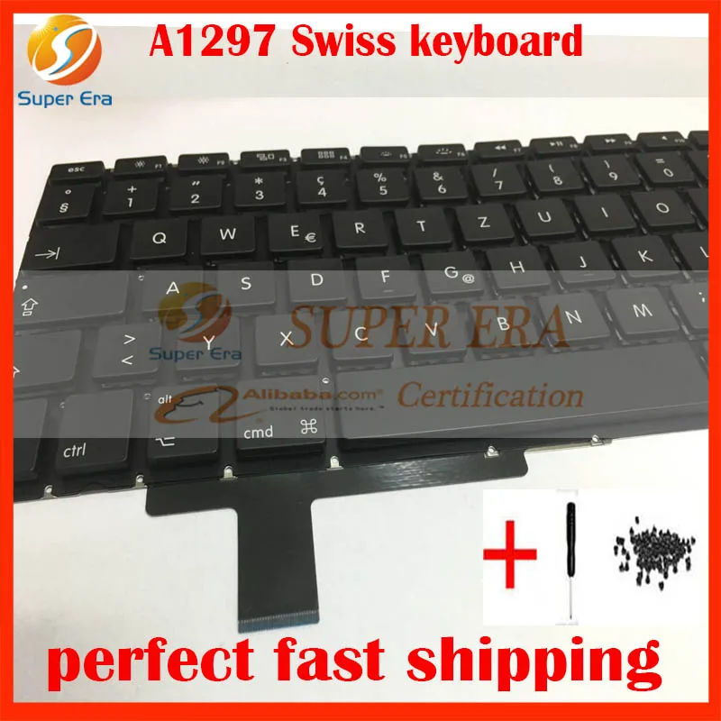 10 шт./лот для MacBook Pro 1" A1297 MD318 MC725 MC024 ноутбук швейцарской клавиатура SW замена клавиатуры без подсветки