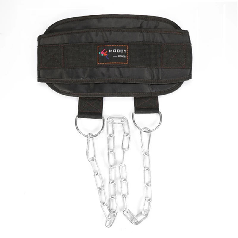 Fitness Dip Belt Weight Lifting Belt with Chain Gym Body Waist Strength Training Power Building Dipping Chain Pull Up