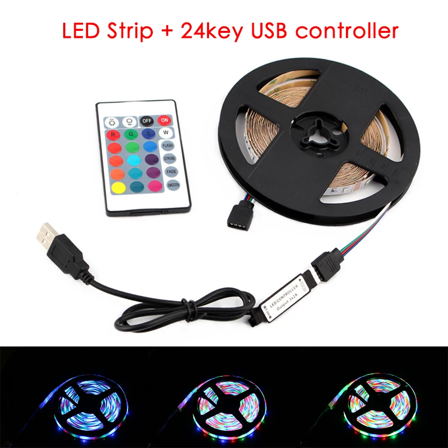 5 12v Rgb Ledストリップusbテレビバックライト25 50センチメートル 5メートル5 12v Ledライトストリップrgb Ir制御 デスクトップpcランプテープダイオードリボン Led ストリップ Aliexpress