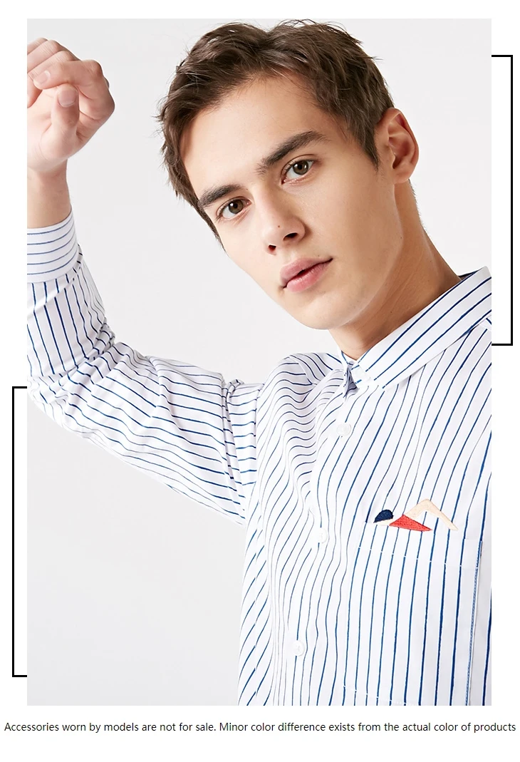 Отборная Мужская Весенняя полосатая рубашка с вышивкой, приталенная рубашка с длинными рукавами S | 419105561