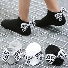 Стиль, женские хлопковые носки длиной по щиколотку с бантиком и надписью Love, короткие носки, сказочные женские носки, эластичные носки, Популярные носки Soxs Meias